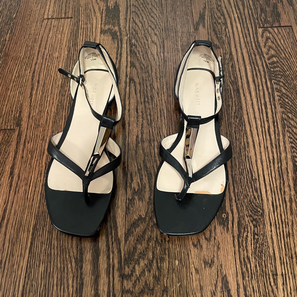 Women’s Nine West Wndancia Black Leather Sandal